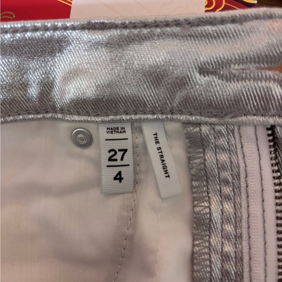LOFT Metallic Silver Straight Leg Jeans – Size 27 / 4 – Statement Pants - Picture 4 of 10